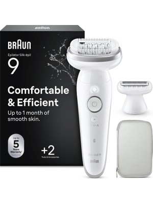 Braun Silk·épil 9 Epilatör, Islak ve Kuru, Kalıcı Pürüzsüz Cilt, 9-030