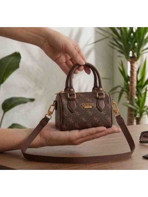 Salmore Kadın Kahverengi Monogram Desenli El ve Omuz Çantası