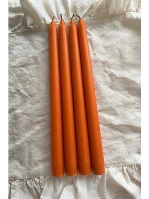 Mak Candle Turuncu Renk Konik Şamdan Mum – 4'lü Dekoratif Set