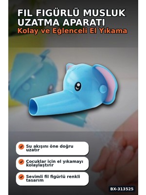 Ototechparca Fil Figürlü Musluk Uzatma Aparatı - 11 cm Çocuklar Için El Yıkama Başlığı BX-313525