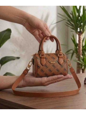 Salmore Kadın Taba Monogram Desenli El ve Omuz Çantası