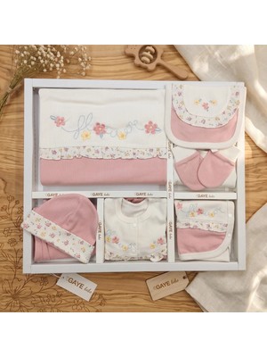 Gaye Bebe %100 Pamuk Çiçek Desenli Kız Bebek Yenidoğan Hastane Çıkışı