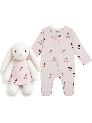 Cherry Blossom Kiraz Desenli Kız Bebek Tavşan Seti