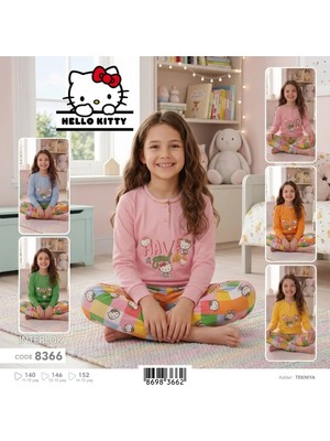 Kapi Kids Hello Kitty Lisanslı Kız Çocuk Pijama Takımı - Interlok Pamuklu 8366 4-5 Yaş
