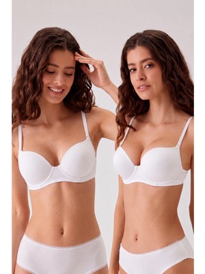 Pierre Cardin 6827 2'li Ekonomik Paket Lyon Balenli Double Push Up Micro Sütyen