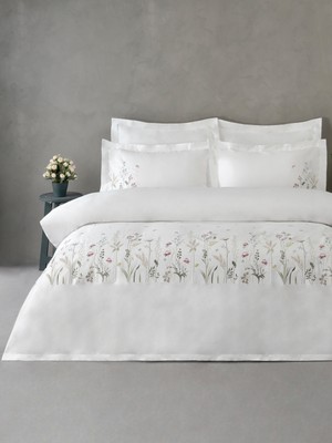 Dantela Botanic Nakışlı Pamuk Saten Çift Kişilik Nevresim Takımı