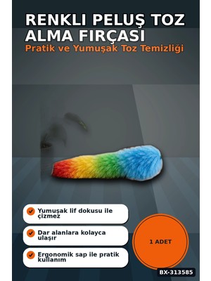 Sepetopia Yumuşak Lifli Peluş Toz Alma Fırçası - Renkli Püsküllü 1 Adet Ev Temizlik Aparatı BX-313585
