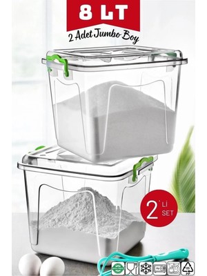 St. Morritz 8 Lt Jumbo Boy Kare Un, Şeker, Bakliyat Kabı 2 Adet Şeffaf