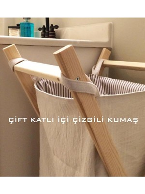 St. Morritz Katlanır Ahşap Dekoratif Çamaşır Sepeti ve Çok Amaçlı Sepet