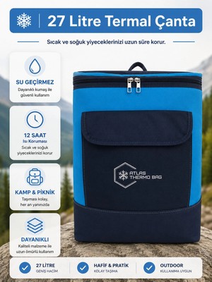 St. Morritz 27 Litre Isı Yalıtımlı Sırt Çantası Piknik Kamp Plaj Termos Sıcak Soğuk Termal Çanta