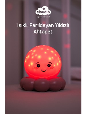 Cloud-B Ahtapot Parıldayan Yıldızlı Gece Lambası 11 cm (Pembe)
