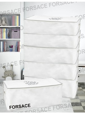 St. Morritz 6'lı Set Baza Altı Hurç - Baskılı Çok Amaçlı Yastık Yorgan Saklama Hurcu 65 x 30 x 20 cm