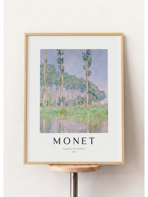 Pena Tablo Claude Monet - Poplars, Pink Effect Ahşap Çerçeveli Tablo