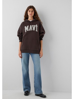 Mavi Mavı Logo Kapüsonlu Sweatshırt Black Cof