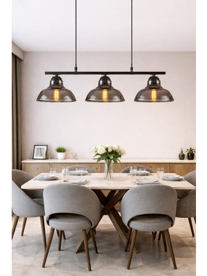 Mira Modern Bal ve Füme Tekli Üçlü Sıralı Salon Yemek Odası Hol Oturma Odası Teklii Üçlü Avize