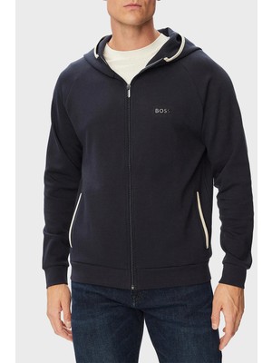 Boss Pamuklu Kapüşonlu Yaka Fermuarlı Sweat Erkek Sweat 50566916 403