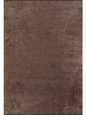 Apex Hare Premium 1313 Kahve-Kiremit Modern Minimal Desenli Yumuşak Dokulu Ince Makine Halısı