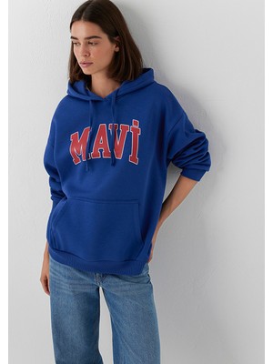 Mavi Mavı Logo Kapüsonlu Sweatshırt Derin Lac