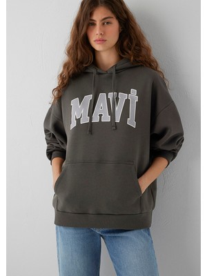 Mavi Logo Kapüşonlu Sweatshırt Yosun Yeş