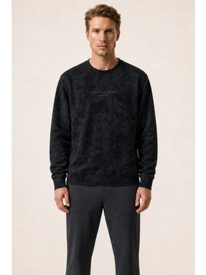 Redline Rummi Desenli Kışlık Yeni Sezon Erkek Regular Fit Sweatshirt Siyah