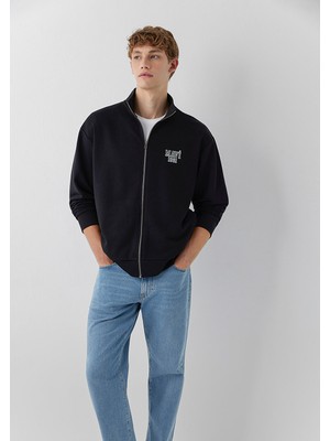 Mavi Logo Full Zıp Sweatshırt Siyah