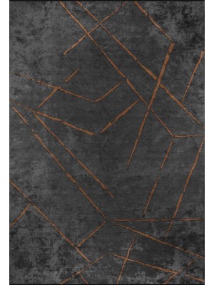 Apex Hare Premium 1311 Anrasit-Kiremit Minimal Desenli Yumuşak Dokulu İnce Makine Halısı