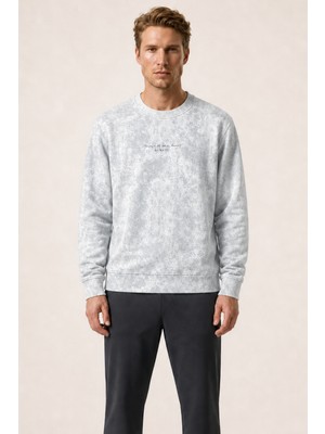 Redline Rummi Desenli Kışlık Yeni Sezon Erkek Regular Fit Sweatshirt Beyaz