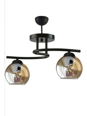 Uçar Fuji Modern Tasarım Yatak Odası Salon Mutfak Oturma Odası Renk Camlı 2 Li Avize