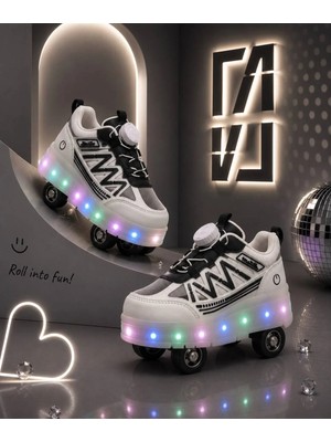 Rimex Sport Garantili Üst Kalite Çocuk Patenli Ayakkabı Işıklı 4 Teker Kaykay Sneaker Rahat Dayanıklı Ayakkabı