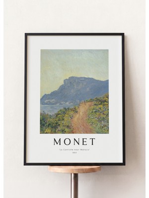 Pena Tablo Claude Monet - La Corniche Near Monaco Siyah Çerçeveli Tablo