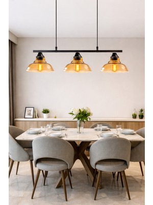 Mira Modern Bal ve Füme Tekli Üçlü Sıralı Salon Yemek Odası Hol Oturma Odası Teklii Üçlü Avize