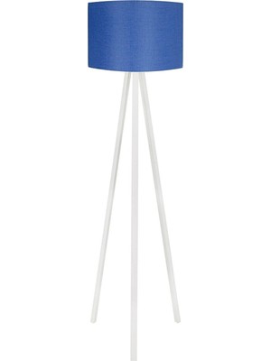 St. Morritz Lambader Yuvarlak Kumaş Başlık Mdf Ayak Lacivert Beyaz LY556