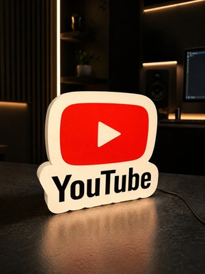 Dekor Atölye Youtube LED Işıklı Lamba Tabela – Dekoratif Yayıncı, Gamer ve Içerik Üretici Oda Dekoru