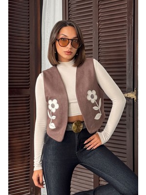 Very Moda Aplikeli Scuba Süet Yelek | F2025