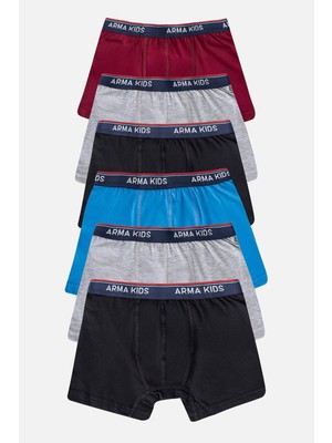 Arma Yıldız Erkek Çocuk Boxer 6'lı Paket, Pamuklu ve Likralı Esnek Kumaş