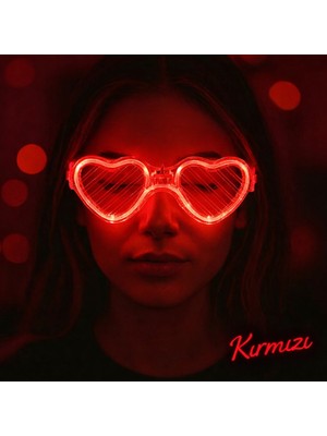 Zenviaa Kırmızı LED Işıklı Kalp Gözlük – 3 Modlu Parti - Glow Gözlüğü (4887) Zenviaafg