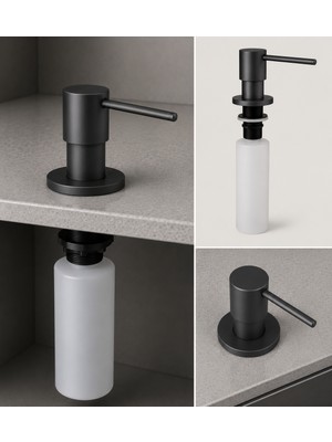 Titanium Design Siyah Ankastre Sabunluk Mutfak/banyo