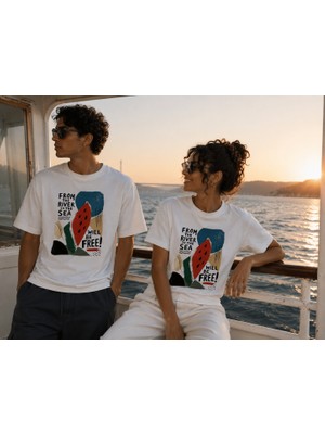 Leftist From The Rıver To The Sea! Baskılı Unisex Regular Tişört | Leftıst