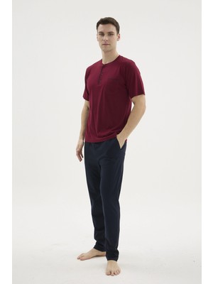 Çamaşır Kenti Kocabey 2209 Erkek Battal Midi Yaka Pijama Takım