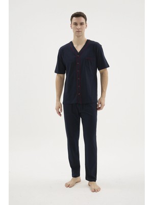 Çamaşır Kenti Kocabey 2113V.YAKA Boydan Düğmeli Pijama Takım