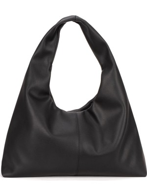 Bahels Siyah Deri Kadın Shopper Omuz Çantası – Yumuşak Form Vintage Model