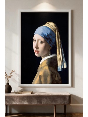 Artan Gallery Johannes Vermeer Italyan Kadife Tablo 40 mm Kalın Çerçeveli Yağlı Boya Görünümlü