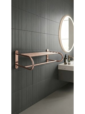 Titanium Design Rose Gold Otel Tipi Raf Havluluk