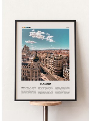 Pena Tablo Madrid Siyah Çerçeveli Tablo - Madrid Şehir Posteri