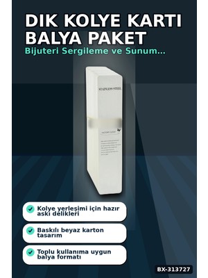 Techora Sale Dik Kolye Kartı 19X4 cm 200 Adet Balya Paket, Bijuteri Vitrin Sergileme BX-313727