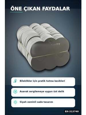 Mercora Tech Mukavva Bileklik Toka Kartı 6.5x7.5 cm 200 Adet Balya Takı Düzenleyici Organizer BX-313740