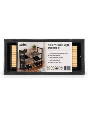 Sinbo STO-6720 4 Katlı Masif Ahşap Ayakkabılık