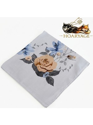 Hoaryage Desenli Dikişli Oyasız Yazma Tülbent Yemeni Fular Eşarp 100X100 Cm, Ortası Boş