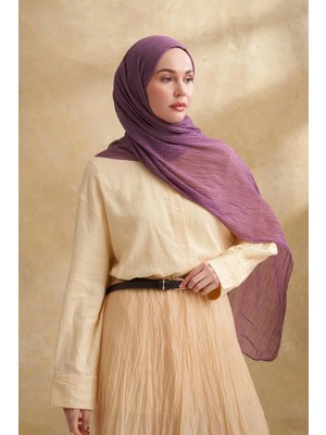 Armanda Müslin Yaprak Desen Şal 3351-186 Leylak