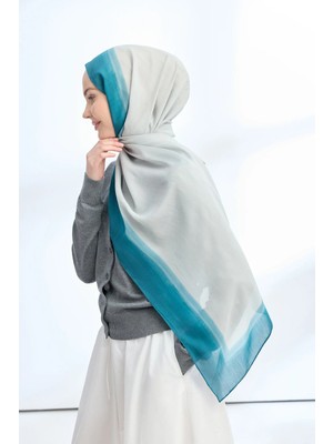 Armanda Soft Blush Floş Viskon Şal - Krem - Petrol Yeşili